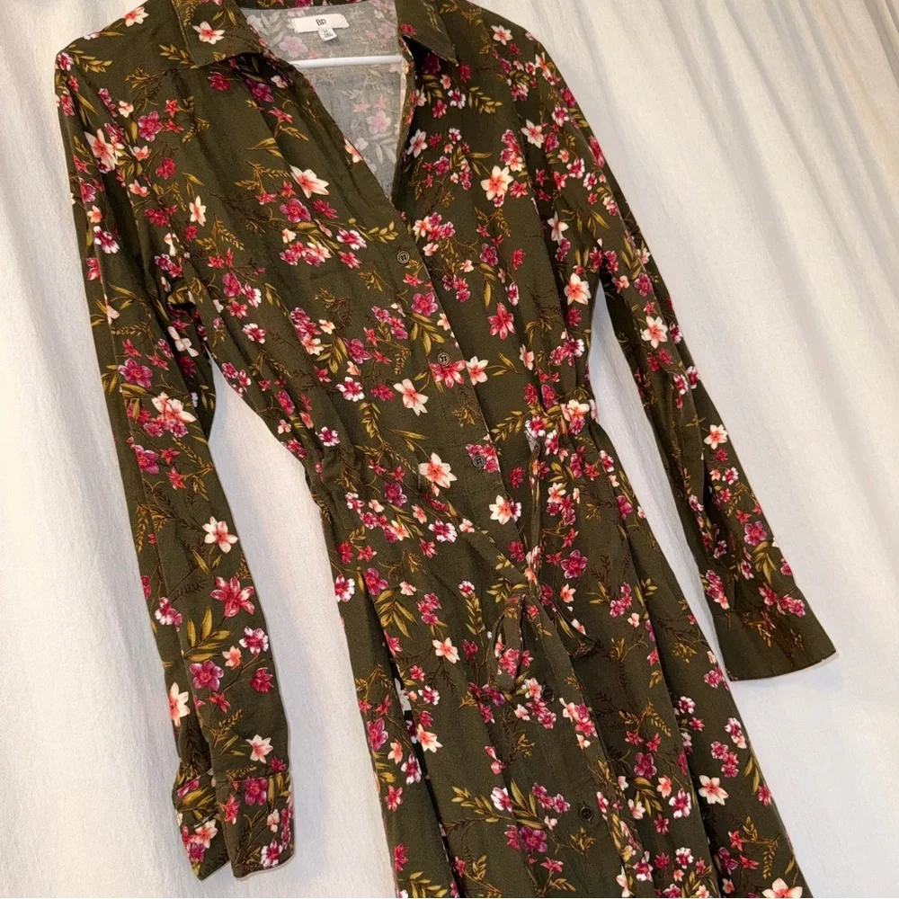 BP Floral Olive Midi Dress - Picture 5 of 8